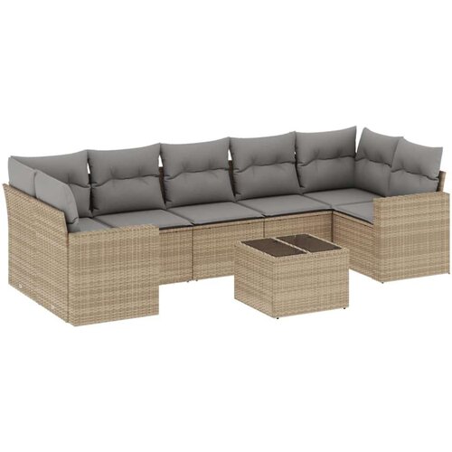 VidaXL 8-dijelni set vrtnih sofa od poliratana s jastucima bež Slike