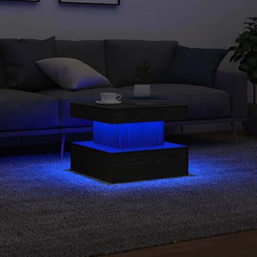 vidaXL Klub stolić s LED svjetlima crni hrast 50x50x40 cm - Crni hrast 50 cm Cene