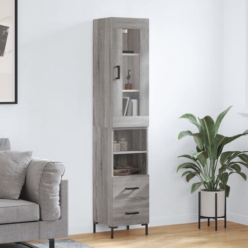 VidaXL Visoka omara siva sonoma 34,5x34x180 cm inženirski les Slike