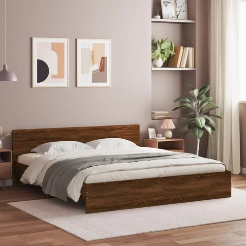  Okvir za krevet s uzglavljem boja smeđeg hrasta 200x200cm