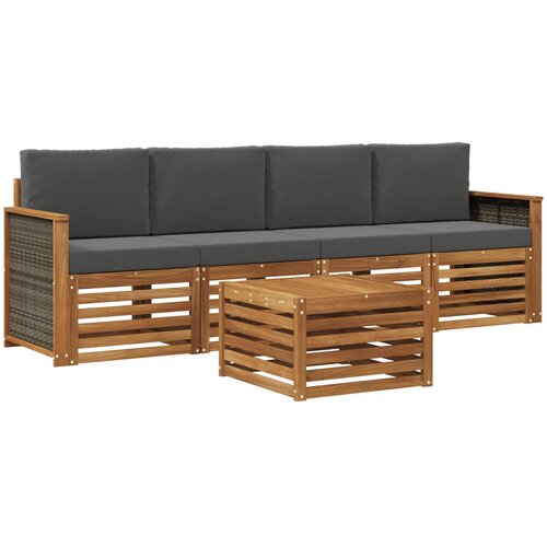  Set vanjskih sofa 5 kom. Prirodna i antracit Smeđa Slike