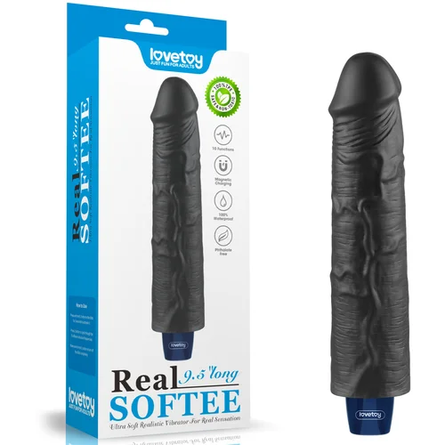 Lovetoy Real Softee Rechargeable Vibrating Dildo 9.5" Black