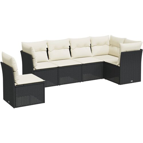 6-dijelni set vrtnih sofa s jastucima crni od poliratana Slike
