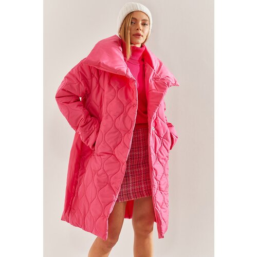 Bianco Lucci Women's Metal Button Quilted Oversize Puffer Coat Cene