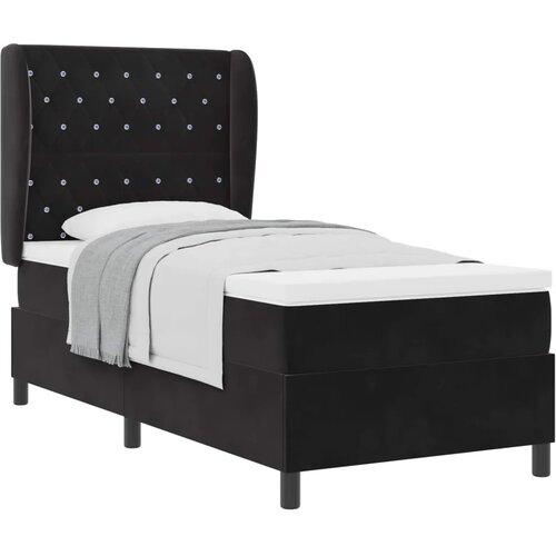 Box spring krevet s madracem Crna 200 x 100 cm Bar&amp;scaron;un - Crna 100 x 200 cm Kristal s dugmadima Slike