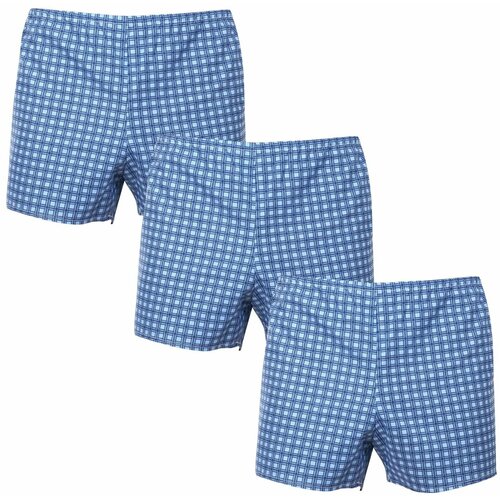 Foltýn 3PACK Classic men's boxer shorts blue check oversize Slike