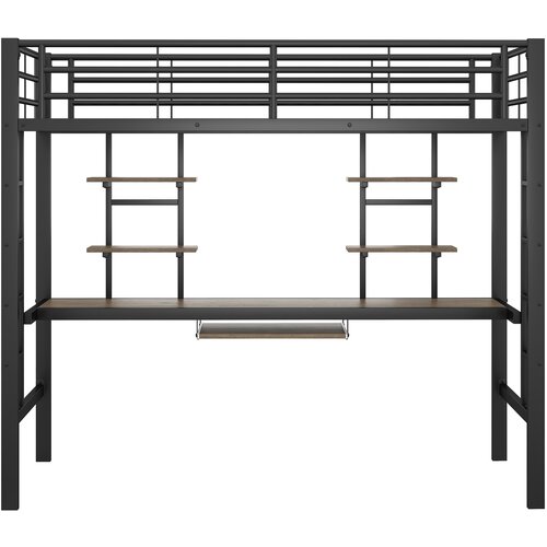 Lumor Postelja z mezzanine 90x200 cm - S pisalno mizo in policami - Leseni okvir - Črna, (22156316) Cene