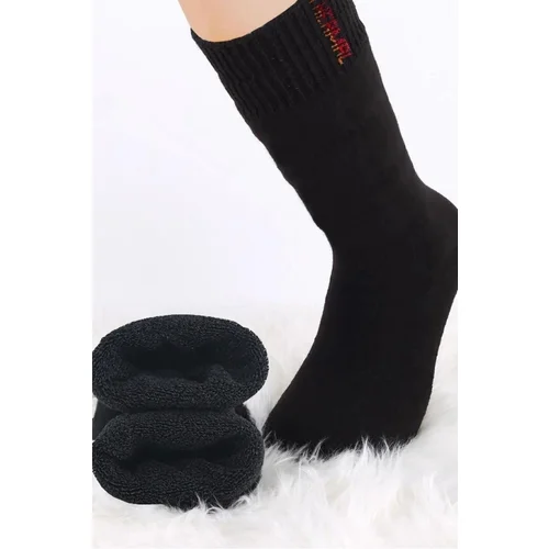 Dewberry 63913 6 Pairs Unisex Thermal Towel Winter Socks-BLACK