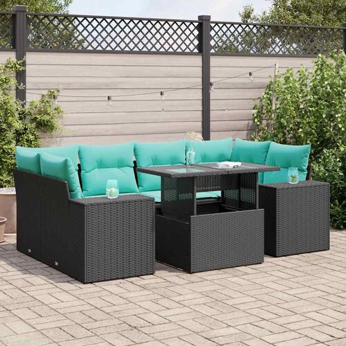 vidaXL 7-dijelni set vrtnih sofa od poliratana s jastucima crni bagrem Cijene