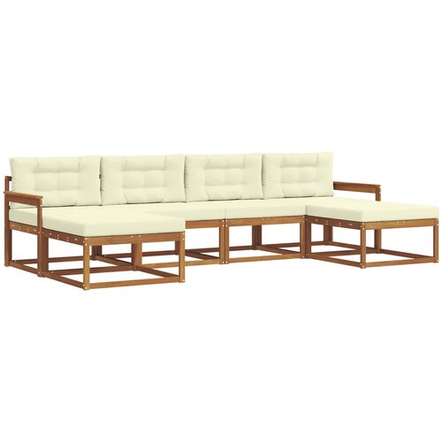  Set vanjskih sofa 6 kom. Prirodna i krem Smeđa 329 x 162,5 x 73 cm Slike