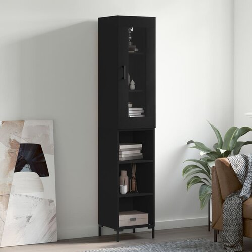 VidaXL Visoka komoda crna 34 5 x 34 x 180 cm od konstruiranog drva Slike