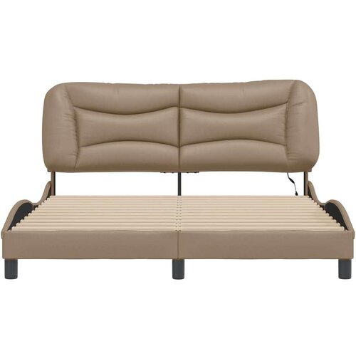  Okvir kreveta LED boja cappuccina 160 x 200 cm od umjetne kože Slike