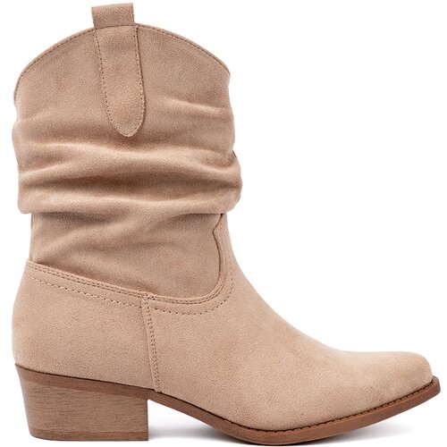 Shelvt Beige women&amp;#039;s ankle boots with a classic cut Slike