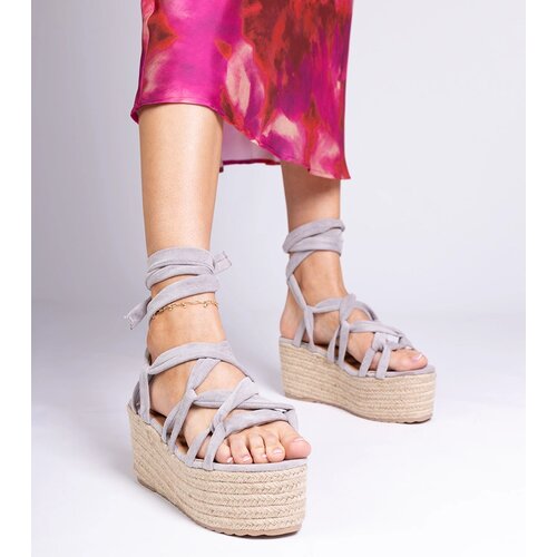 Gemre Gray espadrille sandals on a high platform Narita Cene