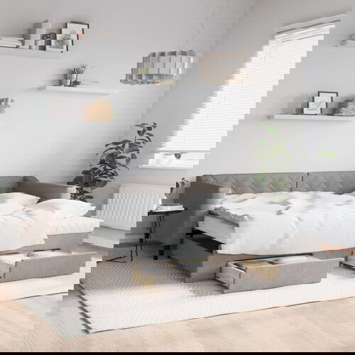 vidaXL Izvlečna dnevna postelja s predali taupe 100x200 cm blago Cene