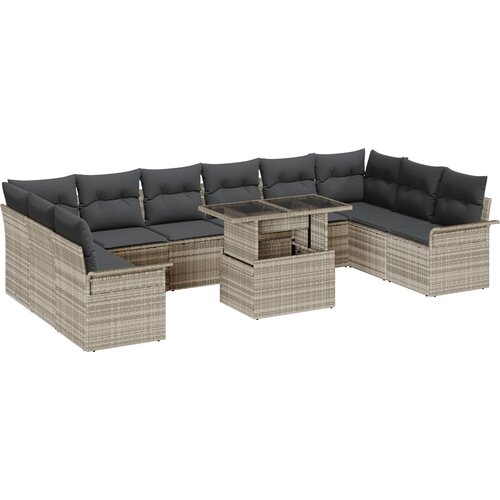 vidaXL 11 delni vrtni kavč set z blazinami svetlo siva poli ratan Cene