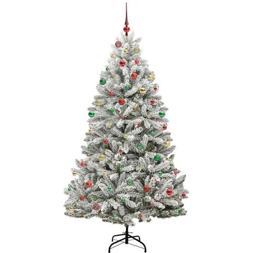 VidaXL Umjetno božićno drvce Zelena i bijela 210 cm PVC i metal Slike