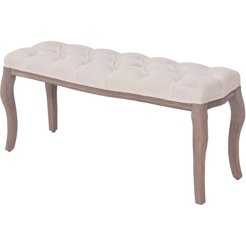  Klupa od Tkanine i Masivnog Drva 110x38x48 cm Krem Bijela Cijene