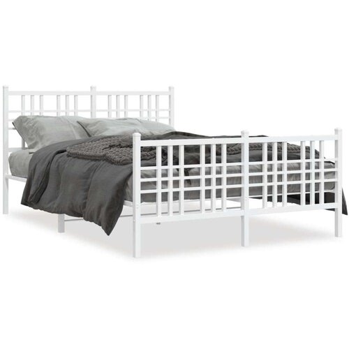 VidaXL Metalni okvir kreveta uzglavlje i podnožje bijeli 120x200 cm Slike