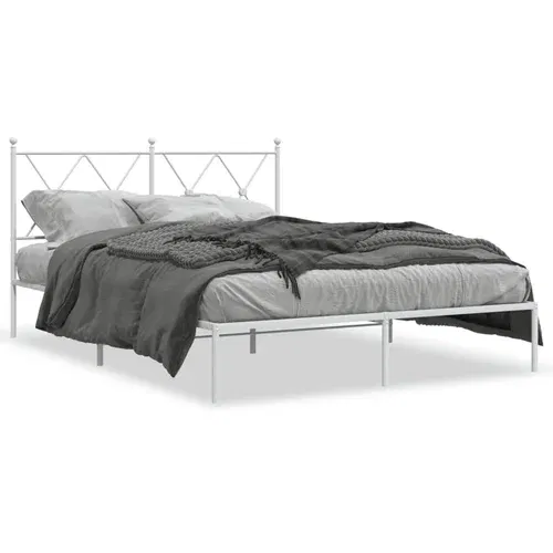 Metalni okvir za krevet s uzglavljem bijeli 140 x 190 cm