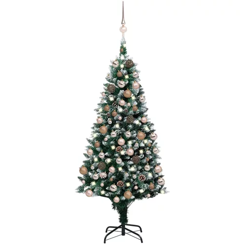vidaXL umjetno božićno drvce LED s kuglicama i šiškama 180 cm