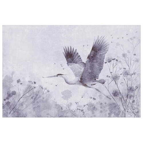  Plakat - Majestic Flight - crane in flight in a monochromatic cool color palette 90x60 Bez okvira Slike