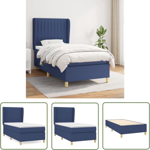 The Living Store Box spring postelja z vzmetnico modra 100x200 cm blago - Box Spring Postelja, (21737322) Cene