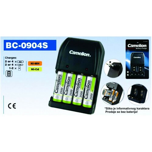 Camelion BC-0904 SM, Punjac baterija AA/AAA/9V LED indikator, Crni Cene