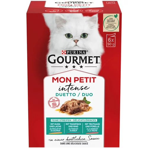 Gourmet 20 + 4 gratis! 24 x 50 g Mon Petit - Duetti: losos/piletina