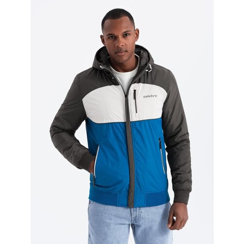 Ombre Colorful lightweight men's sports jacket with fleece - blue and graphite Slike