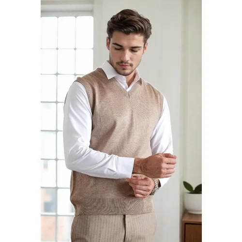 Dewberry 90829 V Neck Sleeveless Knit Mens Sweater-VISION