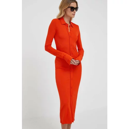 Calvin Klein Haljina boja: narančasta, midi, ravna