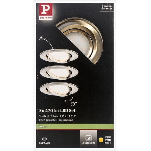 PAULMANN 93483 - KOMPLET 3xLED/6,5W IP23 prigu&amp;scaron;iva kupatilska svetiljka NOVA 230V Slike