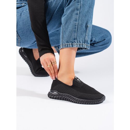 Shelvt Black women&amp;#039;s textile sneakers Slike