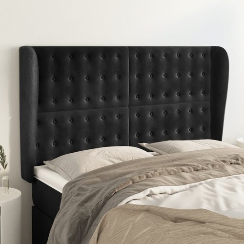  Uzglavlje s u&scaron;ima crno 147x23x118/128 cm bar&scaron;unasto Cijene