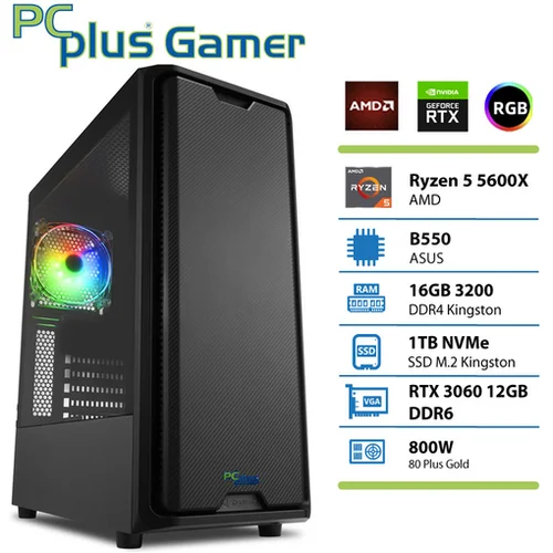 PCPLUS gamer ryzen 5 5600X 16GB 1TB ssd geforce rtx 3060 12GB gaming namizni računalnik