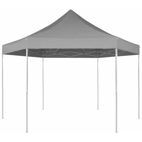  zložljiv šotor šestkoten siv 3,6x3,1 m