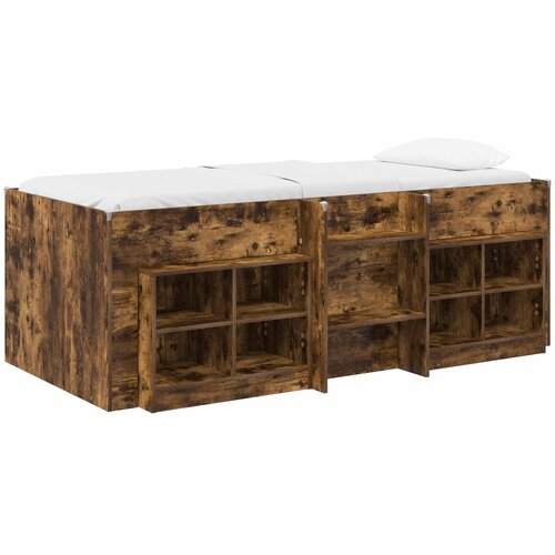  Loft krevet s ormarom 3 kom. Dimljeni hrast Konstruirano drvo Smeđa 90 x 200 cm Slike