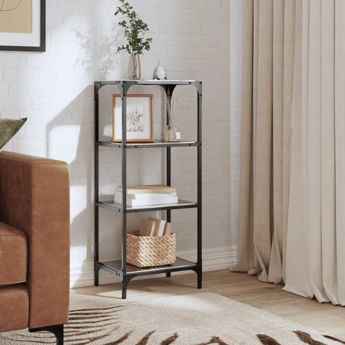 vidaXL Regal za shranjevanje s črno stekleno površino 40x30x95cm jeklo Cene