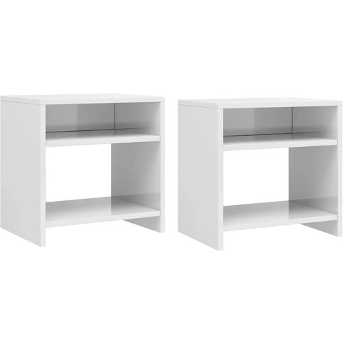 The Living Store Nočne omarice 2 kosa visok sijaj bele 40x30x40 cm iverna plo&amp;scaron;ča - Omarica Za Ob Posteljo, (21432730) Slike