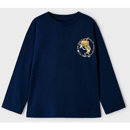 Mayoral Otroška bombažna majica z dolgimi rokavi mornarsko modra barva