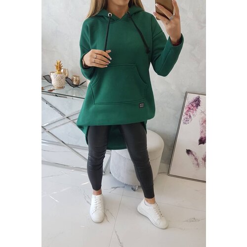 Kesi Padded sweatshirt with a long back and hood dark green Cene