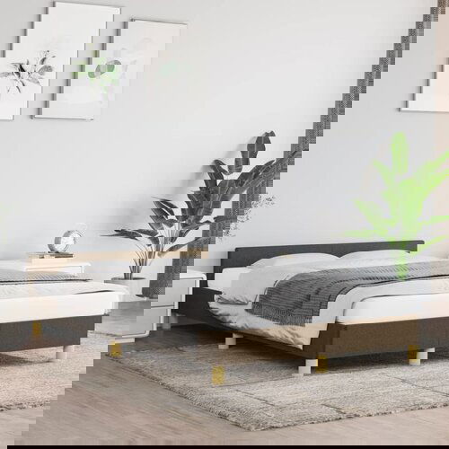 The Living Store Posteljni okvir z vzglavjem temno rjav 120x200 cm blago - Posteljni Okvir Z Vzglavjem, (21525451) Slike