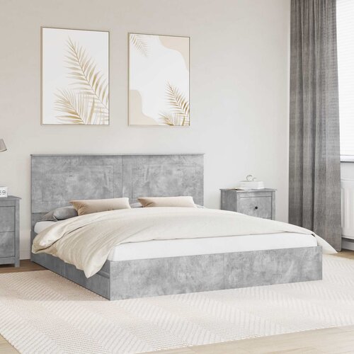 Krevet s od storage s uzglavljem Betonski sivi 200 x 200 cm Cene