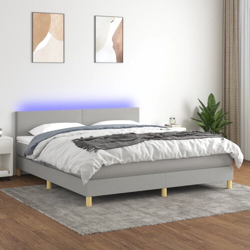 The Living Store Box spring postelja z vzmetnico LED sv. siva 160x200 cm blago - Box Spring Postelja, (21518789) Cene