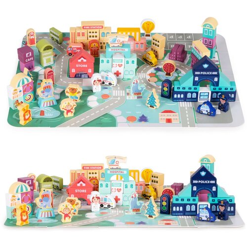 ECO TOYS EcoToys drveni grad od kockica 121 komada Slike