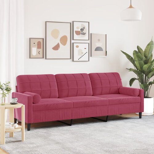 vidaXL Kavč trosed z okrasnimi blazinami vinsko rdeč 210 cm žamet Cene