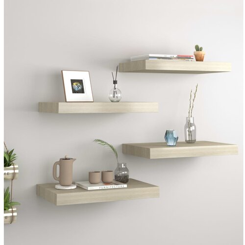 VidaXL plutajuće zidne police 4 kom boja hrasta 40 x 23 x 3,8 cm MDF Slike