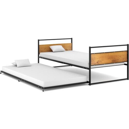 Maison Chic Izvlečni Posteljni okvir - Enojna postelja - Postelja za odrasle črn iz kovine 90x200 cm, (21695366) Slike
