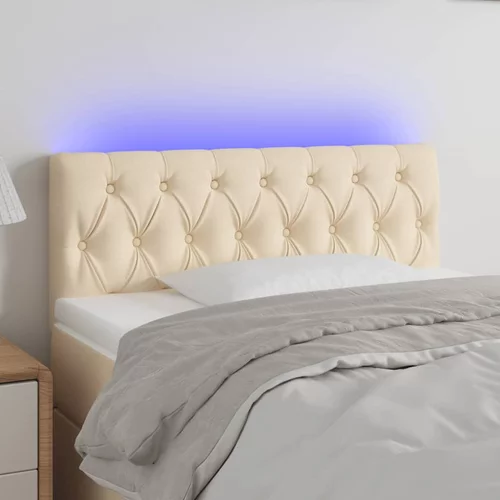 vidaXL LED posteljno vzglavje krem 100x7x78/88 cm blago